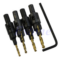 ✪ 【ร้านเครื่องมือ Fonta 】【พร้อมส่ง】ก้านสกรูหกเหลี่ยม #6 #8 #10 #12 HSS Countersink Drill ชุดบิตเปลี่ยนรวดเร็ว4ชิ้น