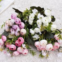 【CC】 10Heads mini spring peonies silk Artificial Flowers tea rose flores fleur artificielles for decoration fake