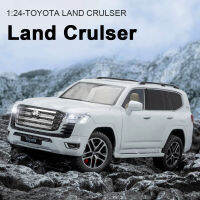 1:24 Toyota Land Crulser รถจำลองเอสยูบีของเล่นโลหะผสมหล่อจากโลหะเสียงเบาดึงกลับโมเดลรถออฟโรดสำหรับเด็กของขวัญ