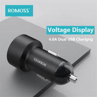 ROMOSS Dual USB Car Charger สมาร์ทแรงดันไฟฟ้าจอแสดงผล4.8A Fast Charge สำหรับ12V-24V รถโลหะผสม Car Charger Charging Protection