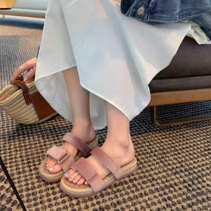 รองเท้าแตะพื้นหนา-velcro-สไตล์ชาแนลสำหรับผู้หญิงฤดูร้อน-2023-รองเท้าแตะชาวประมงสานฟางชายหาดย้อนยุคสไตล์ฝรั่งเศสใหม่