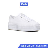 KEDS รองเท้าผ้าใบ มีส้น รุ่น TRIPLE UP CANVAS สีขาว ( WF66003 )