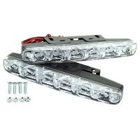 2X Xenon White 6 Led Super Bright Drl Daytime Running Driving Lights Fog Lamps