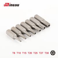 7pcs 25mm Torx Screwdriver Bits With Hole T8 T10 T15 T20 T25 T27 T30 1/4 Inch Hex Shank Electric Screw Driver Star Bit Set Drills  Drivers