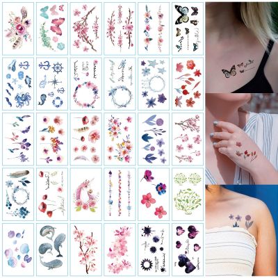 【YF】 30 Sheets Temporary Tattoo StickersSmall Cute Stylish Pattern For WomenBody Finger Wrist Shoulder Arm Art Sticker