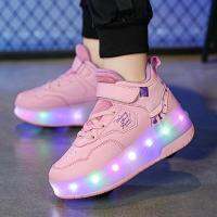 Heelys รองเท้า LED สองล้อสำหรับเด็กผู้หญิง, รองเท้าเรืองแสง, รองเท้าหนังตัดต่ำ, พ่อแม่และลูก