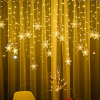 Christmas snowflakes LED 2021 Remote Control Garland Curtain Light Waterproof Holiday Party Connectable Wave Fairy Light 3.5M