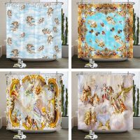 【CW】☌❖  European style Angels Shower Curtains Curtain Fabric Bathtub 180x180cm With Hooks