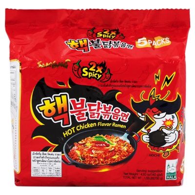 แพ็ค 5 ห่อ มาม่าเกาหลี รส ฮอท ชิคเก้น เฟลเวอร์ ราเมง สไปซี่ เผ็ดX2 ซัมยัง SAMYANG Hot Chicken Flavor Ramen 2x Spicy ราเม็งกึ่งสำเร็จรูป