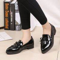 IELGY Patent leather small shoes flat tassel casual shoes college wind wild