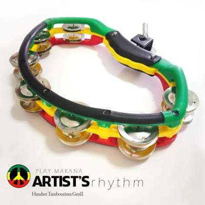 Makana Hi hat tambourine แทมบูรีนไฮแฮท รุ่นเรกเก้ MK-012 Reggae (สีเขียว-แดง)