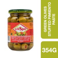 New arrival?? ( x 1 ชิ้น) ?Crespo Green Olives Stuffed with Pimiento Paste 354g ++ คริสโป มะกอกเขียวสอดไส้พริกเผา 354g