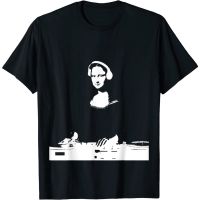 HOT ITEM!!Family Tee Couple Tee New Arrivals Adult T-Shirt dj Mona Lisa with dj Headphones behind a dj table T-Shirt Christmas Gift