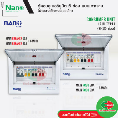 ตู้คอนซูมเมอร์ NANO NNP-CM NNP-CR Plus 6 ช่อง เมนธรรมดา MCB /กันดูด RCBO ตู้ควบคุมไฟ ตู้โหลดกันดูด NNP เมน 50A และ 63A  Thaielectricworks