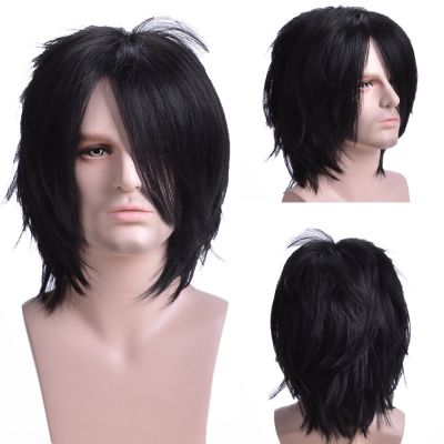 GURUILAGU Wigs for Men Short Straight Hair Synthetic Wig With Bangs Natural Black Blonde Wigs Male Daily Cosplay Wigs
