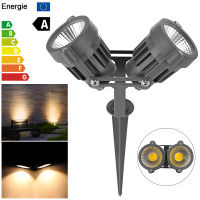 TopAB โคมไฟสปอตไลท์ไฟสนามหญ้าคู่10W LED COB พร้อมหนามกันน้ำ2900K -3100K สีขาวอบอุ่นสำหรับ AC12V โคมไฟไฟส่องทางลานสนามหญ้า