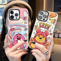 Rixuan Y16เคสสำหรับ VIVO Y02 Y02T Y02S Y12S Y22 Y21 Y21S Y33T Y21A Y11 Y20 Y91C Y20S Y20i Y1S Y95 Y12A Y50 Y53S S1 Y91 Y15S Y30 Y51 Y31 V25e มือโปรสุดหรูเลเซอร์ไล่ระดับสีสุดน่ารักลายสตรอเบอร์รี่วินนี่เคสแข็งหมี Lotso