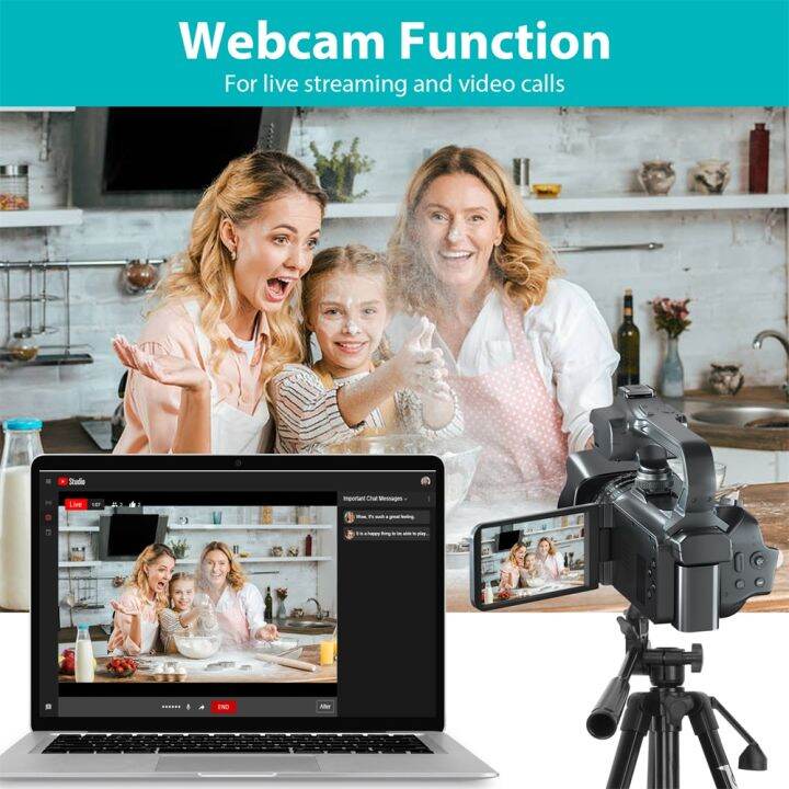 4K Video Camera 64MP Camcorder For Youtube Live Stream Rotate 4.0