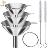 Stainless Steel Funnel Kitchen Oil Liquid Metal Wide Mouth Funnels With Brush For Canning Kitchen Tools Bar Wine Flask Bottles