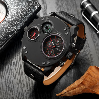 2021Oulm Unique New Sport Watches for Men Luxury Brand Casual PU Leather Military Watch Male Decorative Compass Quartz Clock Man