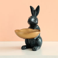 Resin Rabbit Statue Decoration Trays Home Office Accessories Storage Box Key Tray Plate For Jewelry Modern Home Decor