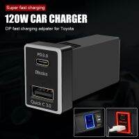 [HOT K] 120W QC 3.0ช่องเสียบสายชาร์จรถพอร์ต Usb + Type-C พอร์ต Quick Charg อะแดปเตอร์สำหรับ Toyota Corolla RAV4แคมรี่พราโด Yaris Sienna Fux