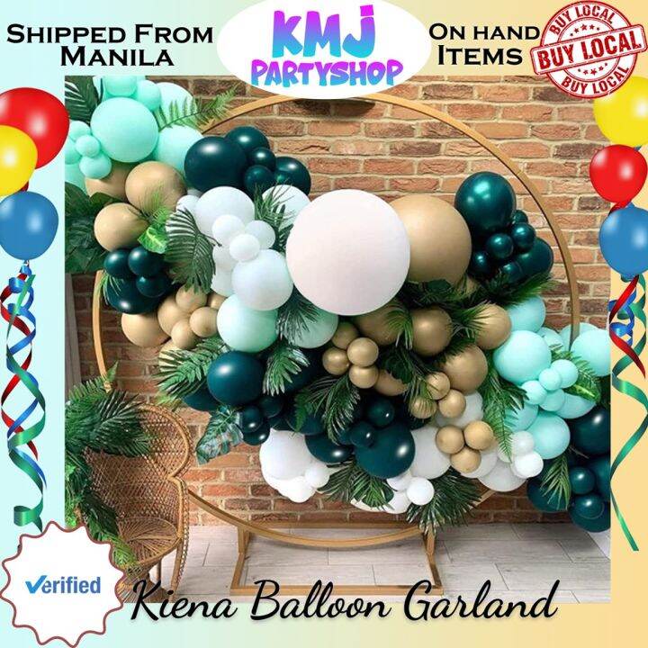 Kiena Balloon Green Balloons Garland Kit 130 Pcs Gold White Emerald