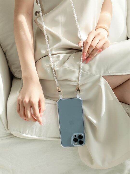 16-digits-เครื่องประดับ-crossbody-heart-pearl-เคสอะคริลิคใสสำหรับ-iphone-14-11-12-13-pro-max-mini-xs-x-xr-6-8-7-plus-se-ฝาครอบคริสตัล