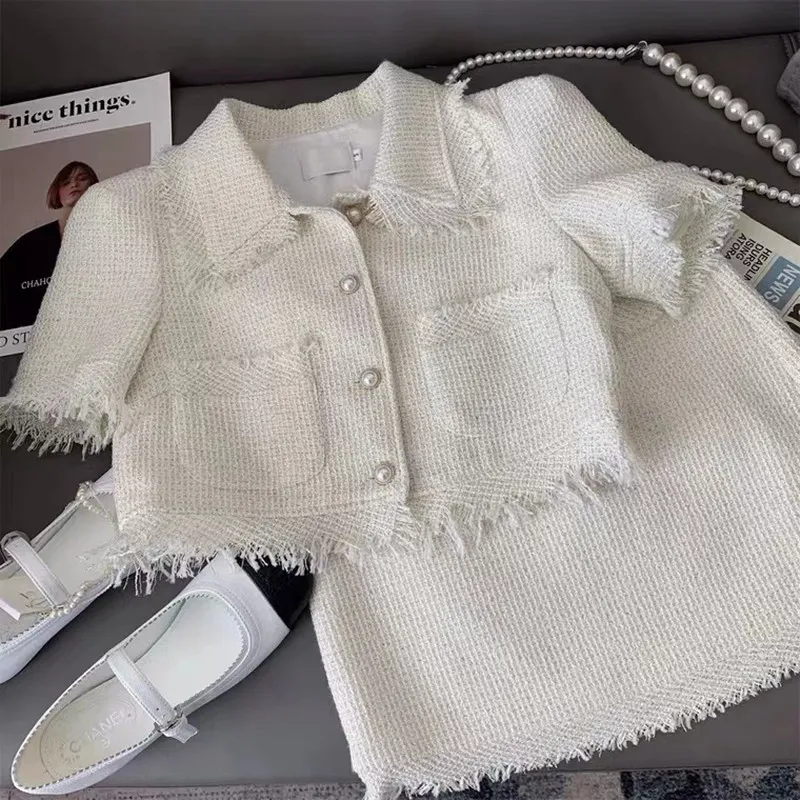 Women Jacket Small Fragrance Suit Summer Fashion Tweed Fringed