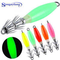 Souilang 5Pcs Luminescent Simulation Squid Hard Bait Hook ดึงดูดเหยื่อปลอม Cuttlefish Fishing Hook สำหรับ Offshore Angling