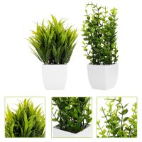 Fake Potted Artificial Bonsai Faux Flower Decor Mini Bathroom Pot Greenery Realistic Pots Eucalyptus Fern Vase Green Decorative