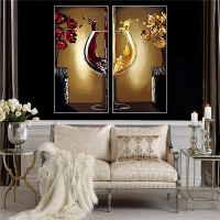 Red Wine Glass Flower OIl Painting on Canvas Bar Restaurant Kitchen Posters and Prints Wall Picture for  Dinning Living Room Drawing Painting Supplies