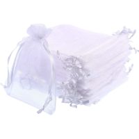 Package200Pcs White Organza Bags, 4 x 6 Inches Christmas Wedding Favors Gift Drawstring Bags Jewelry Pouches