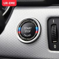 ∈✖❂ Car Carbon Fiber Interior Decoration Sticker Start Stop Button Cover For BMW E90 E91 E92 E93 Series 3 2009-2012 Accessories