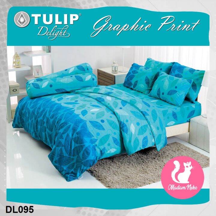 tulip-delight-ครบเซ็ต-ผ้าปูที่นอน-ผ้านวม-พิมพ์ลาย-กราฟฟิก-graphic-print-dl095-เลือกขนาดเตียง-3-5-ฟุต-5-ฟุต-6-ฟุต-ทิวลิปดีไลท์-เครื่องนอน-ชุดผ้าปู-ผ้าปูเตียง-ผ้าห่ม