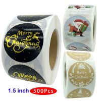 1.5inch 500PcsRoll Korean Cute Merry Christmas Stickers Skull Thank You Aesthetic Scrapbooking Material Post Gift Seal Label