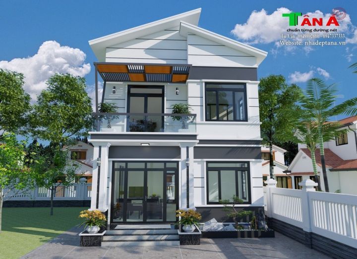 Thiết kế nhà đẹp 2 tầng mái lệch tại Quảng Bình | Lazada.vn
