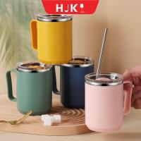 HJKL 450มล. แก้วกาแฟสแตนเลส แบบสองชั้น ฉนวนกันความร้อน แก้วสูญญากาศสูญญากาศ ขวดน้ำน้ำ แบบพกพาได้ ถ้วยฉนวนกันความร้อน บ้านในบ้าน