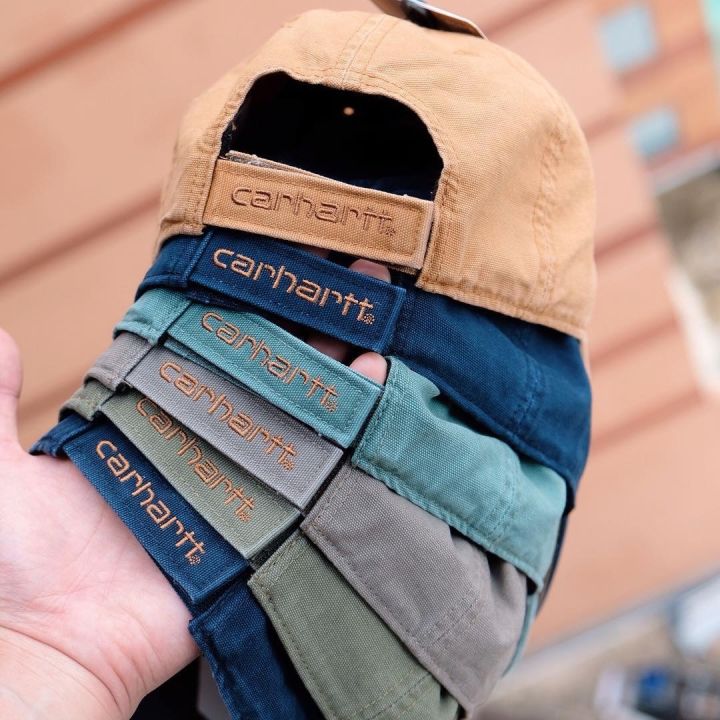 carhartt-หมวกคาร์ฮาร์ทสำหรับผู้หญิงที่บังแดดแบบเก่าเสื่อปิกนิกกันน้ำหน้าลำลองหมวกเบสบอลขนาดเล็กหมวกแก๊ปโผล่ผู้ชายตามกระแสต่างประเทศ