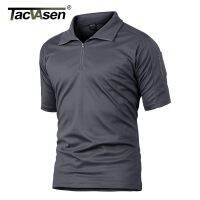 TACVASEN Summer Short Sleeve Quick Dry Polos T-shirts Mens Police Tactical Combat Tee Shirts Team Work Hiking Sport Golf Tops