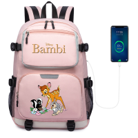 ดิสนีย์ Bambi ชายหญิงวัยรุ่นนักเรียนโรงเรียนถุง Mochila ผู้ชายผู้หญิง USB ชาร์จแล็ปท็อปเป้เดินทาง