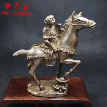 Vintage Copper Horse Statue Lucky Desktop Ornaments Pure Brass