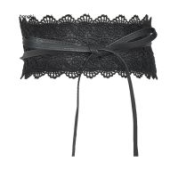 【HKM1】Fashion Wide Lace Tie-up Women Waistband Dress Party Waist Band Belt Sash Decor