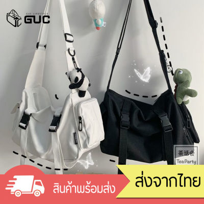 GUCSELECTED(B1438) -C1 กระเป๋าผ้าสะพายข้าง ผ้าแคนวาส สุดเท่ ใบใหญ่ใส่สมุดได้