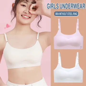 【Ready Stock】Ice Silk Seamless Girls' Underwear Developmental Girls  Children's Bra Student Vest Summer Thickened Latex Pad Childrens Bras Vests