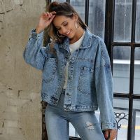 Womens Autumn Denim Jacket Casual Blue Jeans Jackets Women Loose Washed Vintage Long Sleeve Winter Jeans Coat Female Outwear