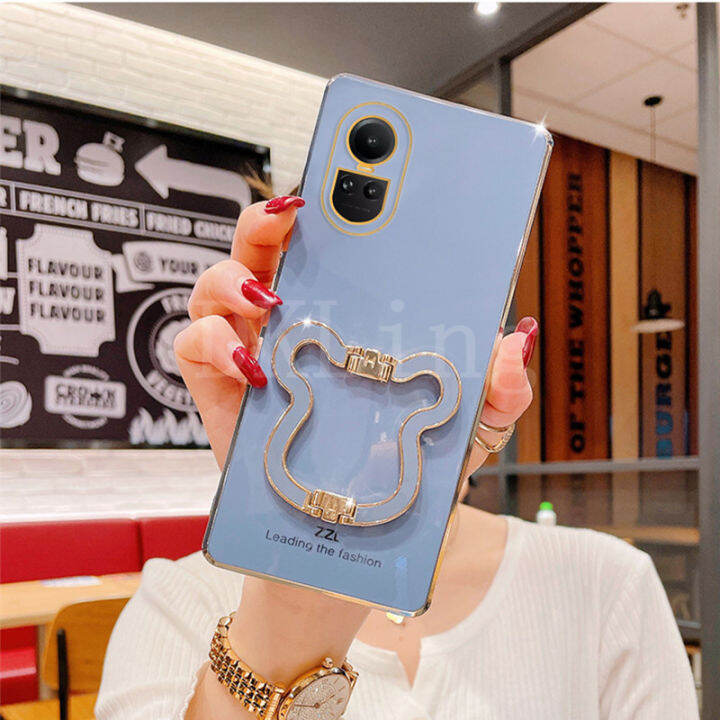 เคสมือจับสำหรับโทรศัพท์มือถือหูหมีน่ารักใหม่สำหรับ-oppo-reno-10-5g-สุดหรูซิลิโคนชุบ-oppo-reno-ปลอกอ่อน10-reno-10-pro-reno10-pro-ฝาหลัง2023เคสกันกระแทกมือถือ-oppo-reno-10pro-plus-5g