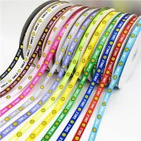 【hot】！ 5Yards 10mm Printing Smiley Grosgrain Hair Bow Wedding Decoration Polyester Wrapping