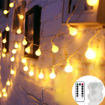 NEW 2040 Leds White Globe LED Remote Waterproof String Fairy Lights Battery Garlands Garden Christmas Decor For Outdoor