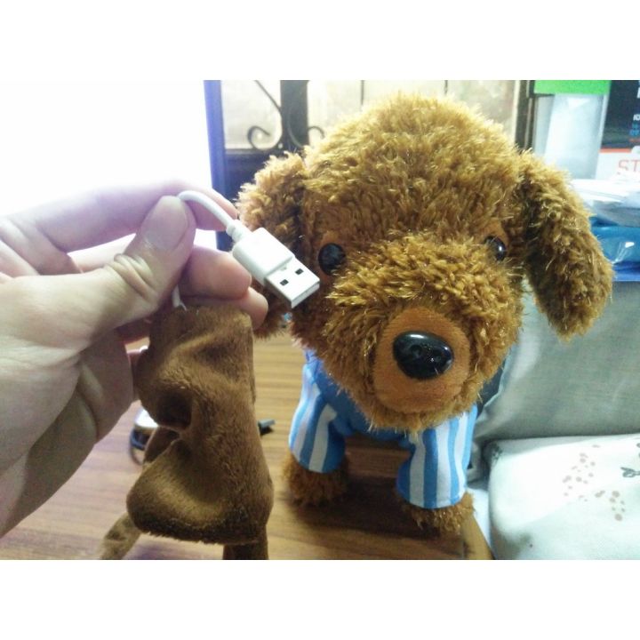 ตุ๊กตาน้องหมาร้องเพลง-adidog-เดินได้-มีสายจูง-ชาร์จไฟได้ผ่านสาย-usb